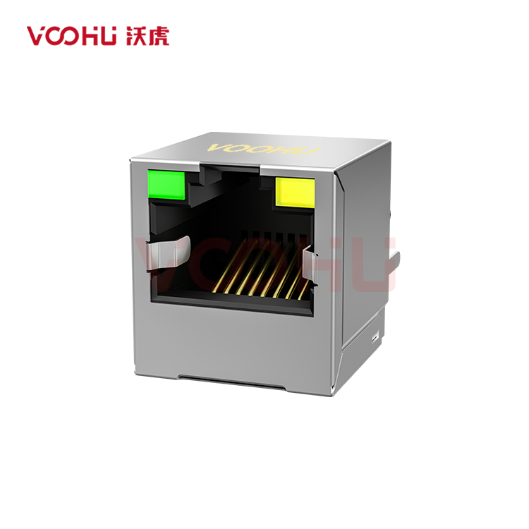 SYT52241188AC2A1DB4 180°立式  1*1 开口朝上  LED 左绿右黄 DIP RJ45