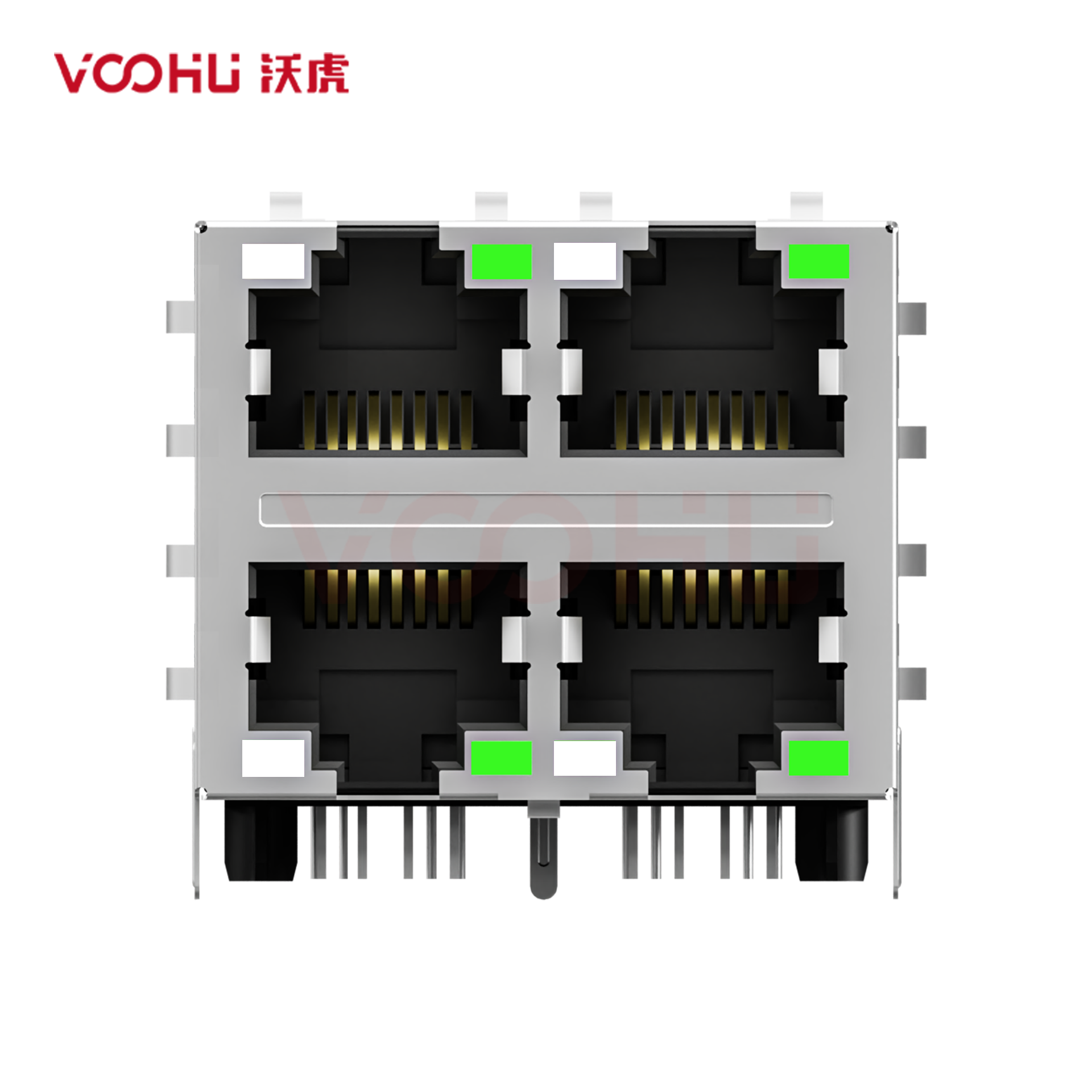 SYT22Q042DF3A2D359  90&deg; 侧面插入  2*2 开口朝上/下 100/1000M LED GY/G DIP 带弹片  RJ45