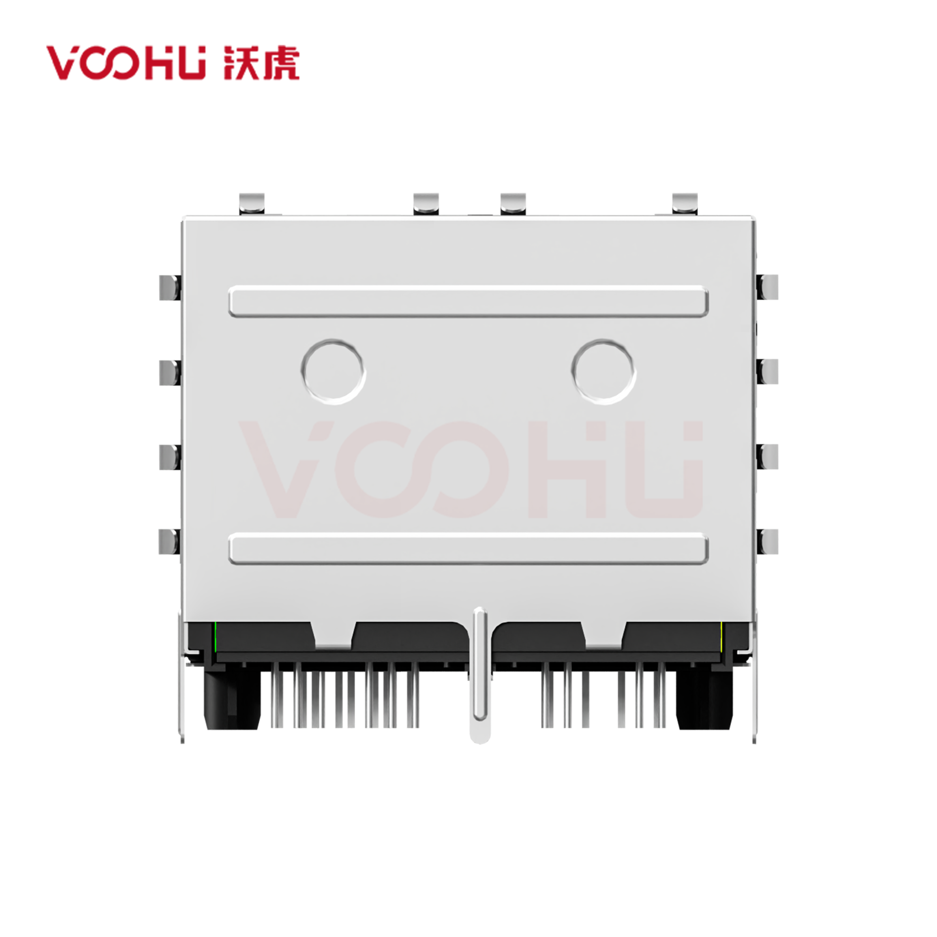 SYT22Q042DF3A2D359  90&deg; 侧面插入  2*2 开口朝上/下 100/1000M LED GY/G DIP 带弹片  RJ45