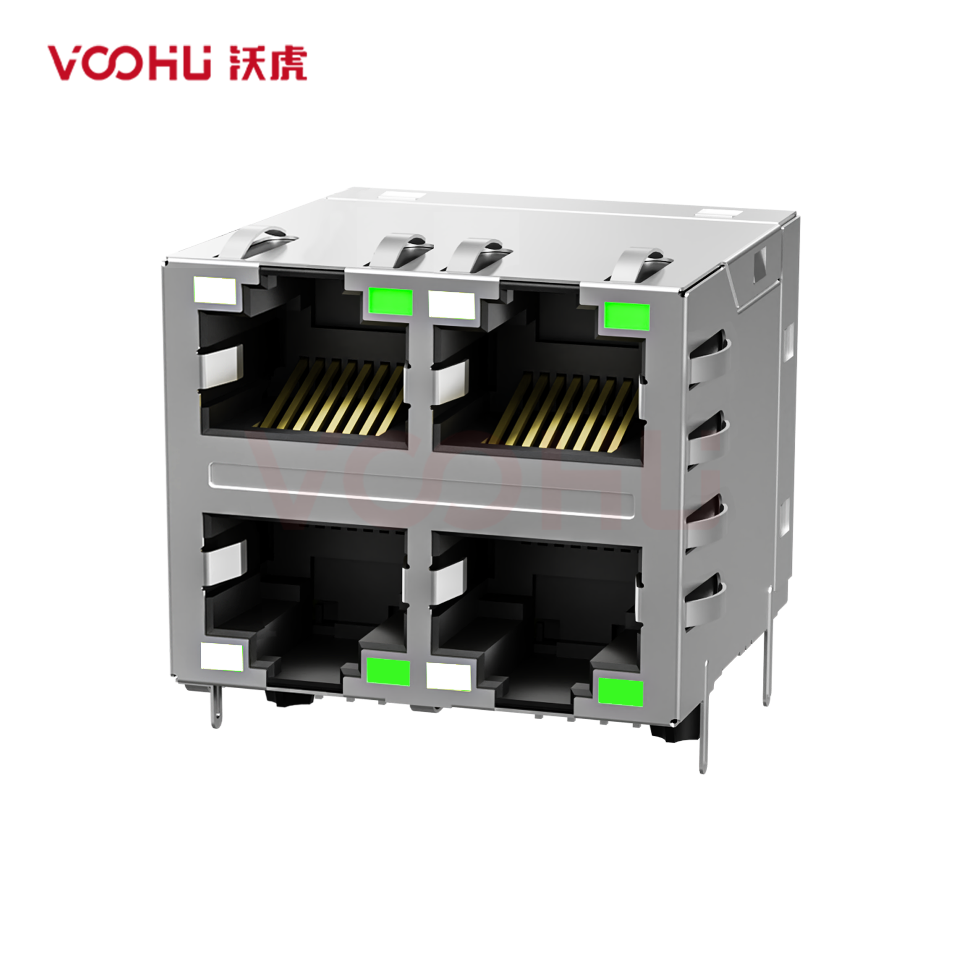 SYT22Q042DF3A2D359  90&deg; 侧面插入  2*2 开口朝上/下 100/1000M LED GY/G DIP 带弹片  RJ45