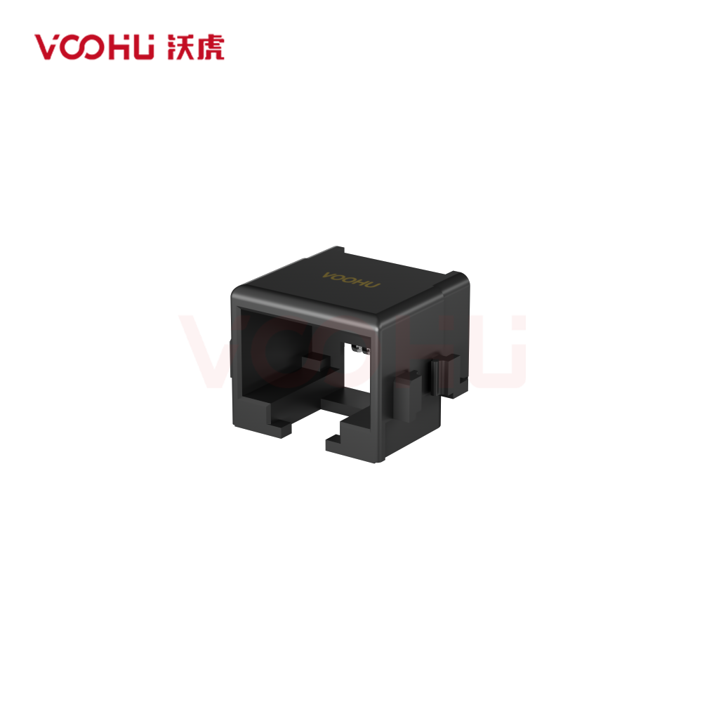 SYTCB861188IWA6SB1075  90° 侧面插入 1*1 开口朝下 8.6 DIP式 无灯全塑 沉板RJ45连接器