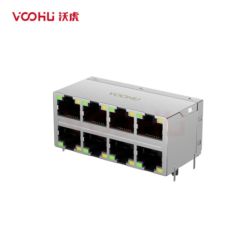 SYT24B289AB2A2D057  90&deg; 侧面插入 2*4  开口朝上/下 G/Y 10/100BASE DIP RJ45