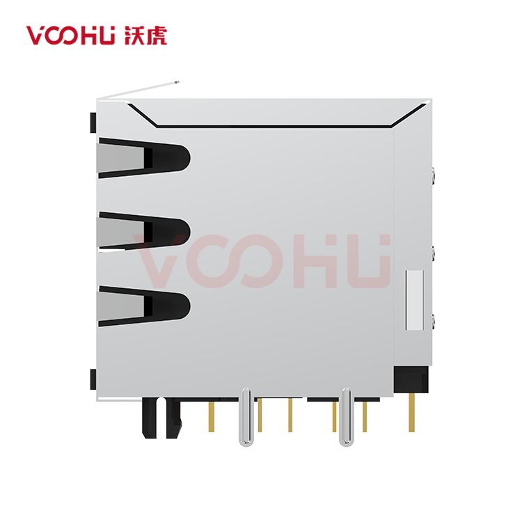 SYT26Q248DB2A5DP068 90&deg; 侧面插入 2*6 开口朝上/下 LED G/Y 1000BASE POE 720mA 带屏蔽 DIP RJ45