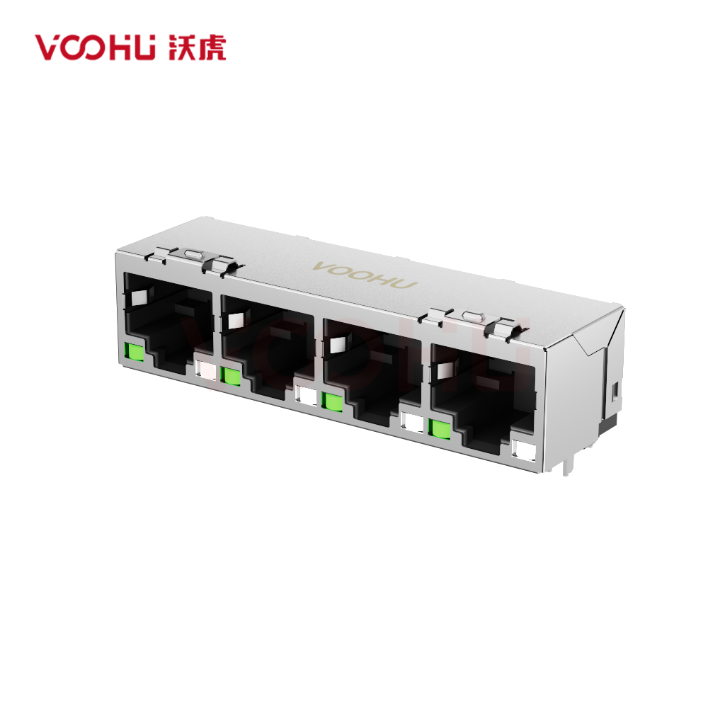 SYT56F1488AE6A3DB3057 90° 侧面插入 1*4 开口朝下 G/GO DIP RJ45