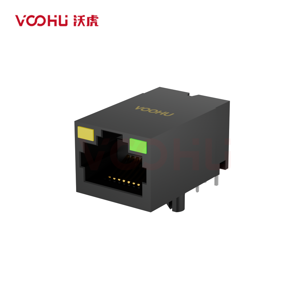 SYT311B002JB1A4DMZN  90° 侧面插入 1*1 开口朝上 Y/G 10/100M 贴片 RJ45连接器