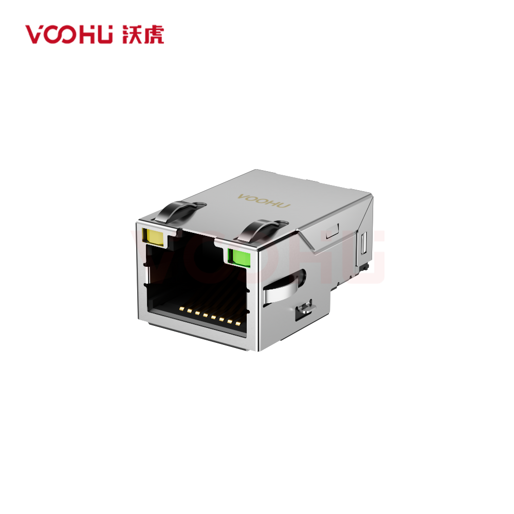 SYT211B002DA1A7CBS057 90&deg; 侧面插入 1*1 开口朝上 Y/G 10/100BASE 贴片 RJ45