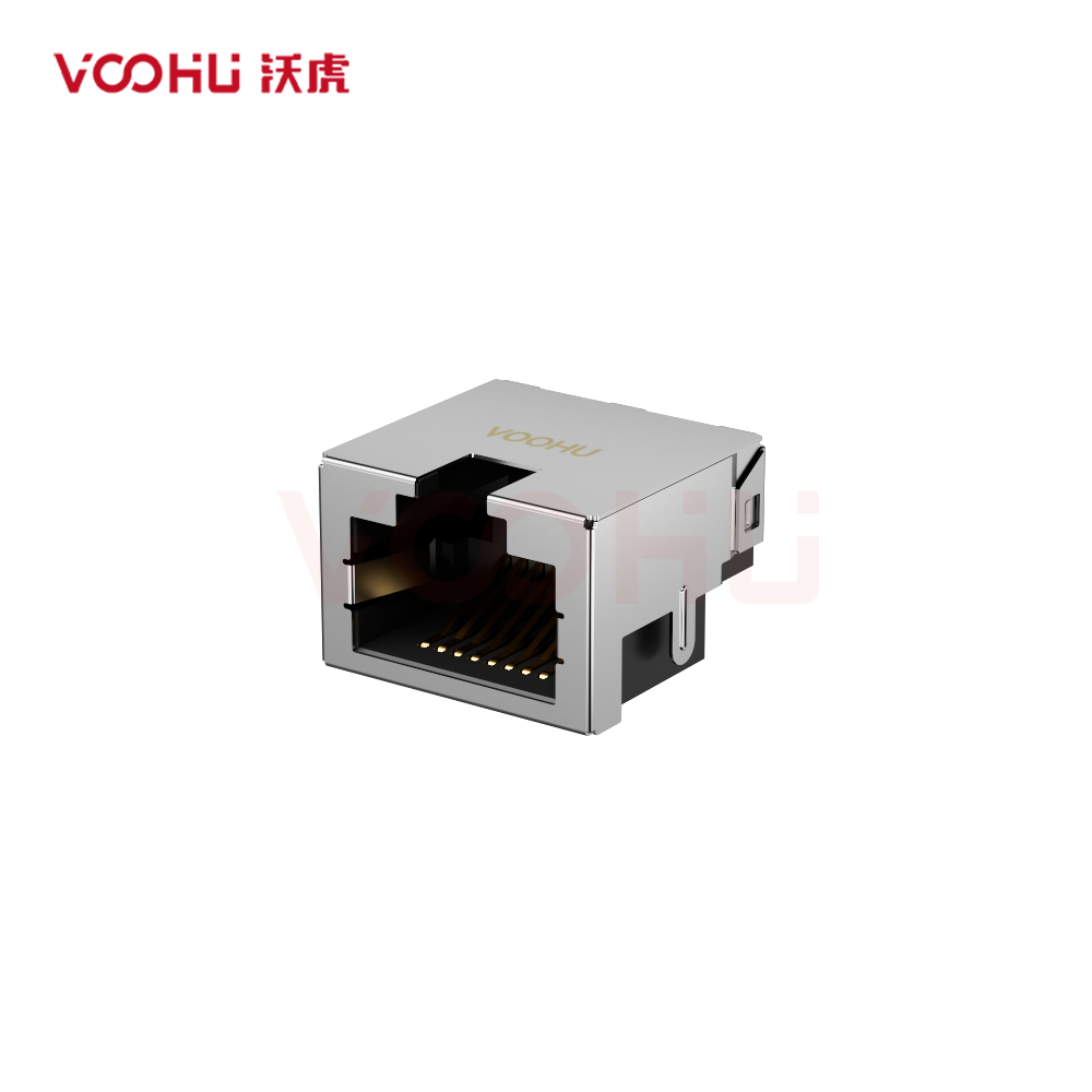 SYTCB421188GWW6DB1075  90&deg; 侧面插入 1*1 开口朝上 沉板4.2 DIP带屏蔽  沉板RJ45连接器