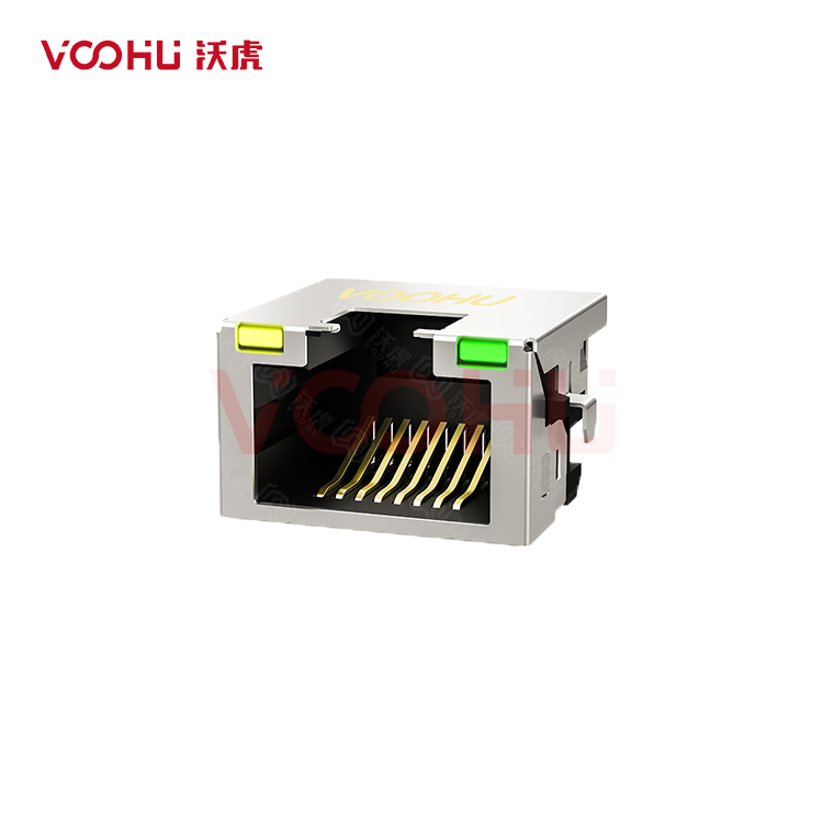 SYTCB691188AB1W6DB1075 90&deg; 侧面插入 1*1 开口朝上 LED Y/G 带屏蔽 DIP 沉板RJ45连接器