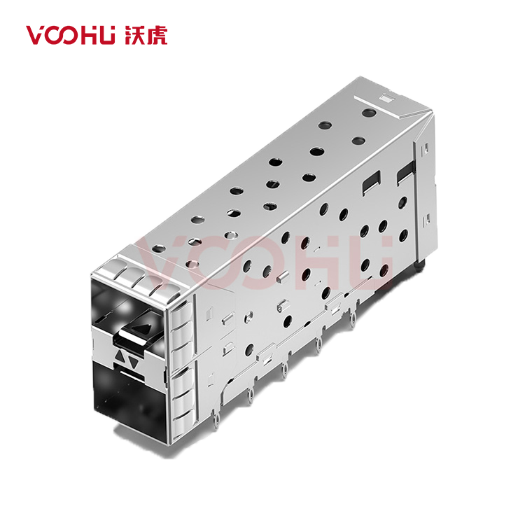 WHSFP15221D010  SFP+ 2×1 10G Press-Fit  Cage+Connector SFP镀金厚度15U 光纤笼子