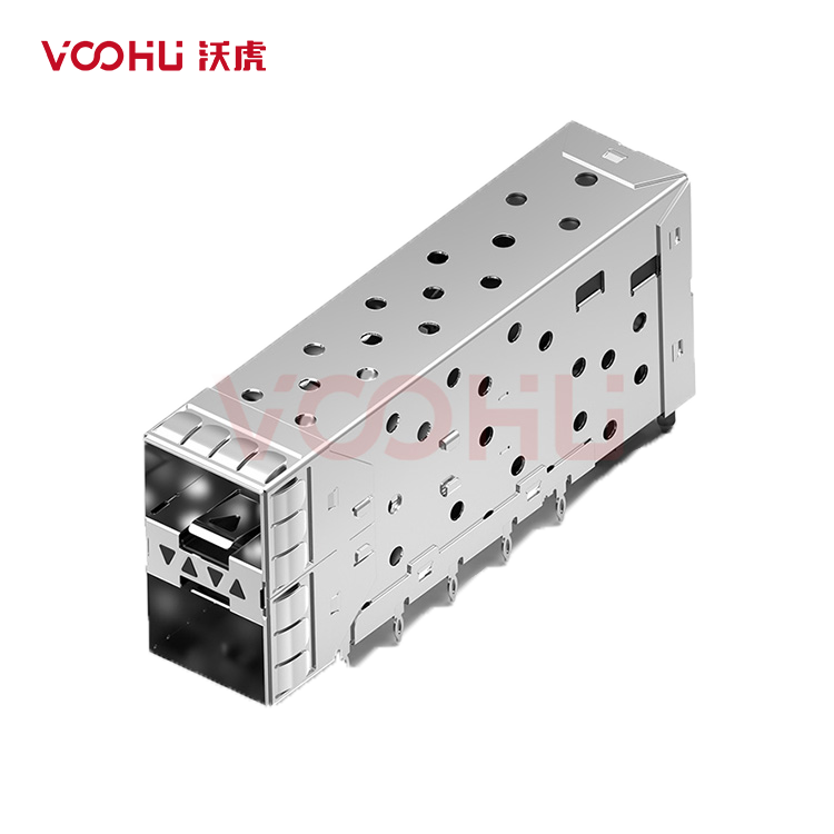 WHSFP15221D008 SFP+ 2×1 10G Press-Fit  Cage+Connector SFP镀金厚度15U 光纤笼子