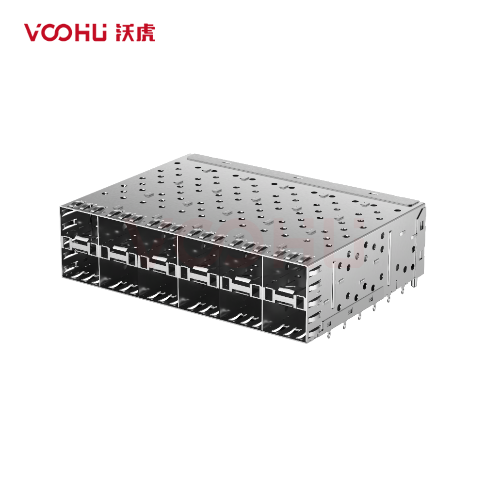 WHSFP06326F001 (低高度) SFP 2×6 5G Cage+Connector SFP镀金厚度30U 镀镍 30U 光纤笼子
