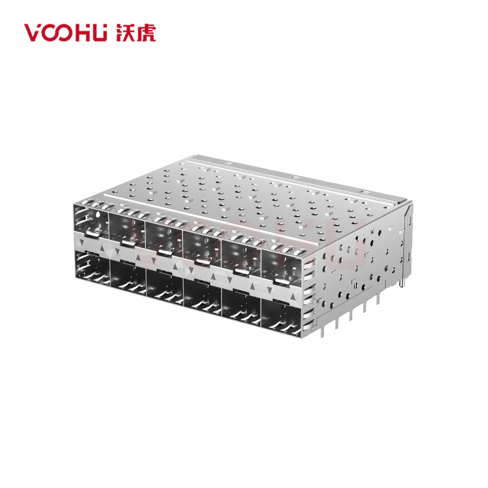 WHSFP06026F043 SFP 2×6 5G Cage+Connector SFP镀金厚度30U 镀镍 30U 光纤笼子