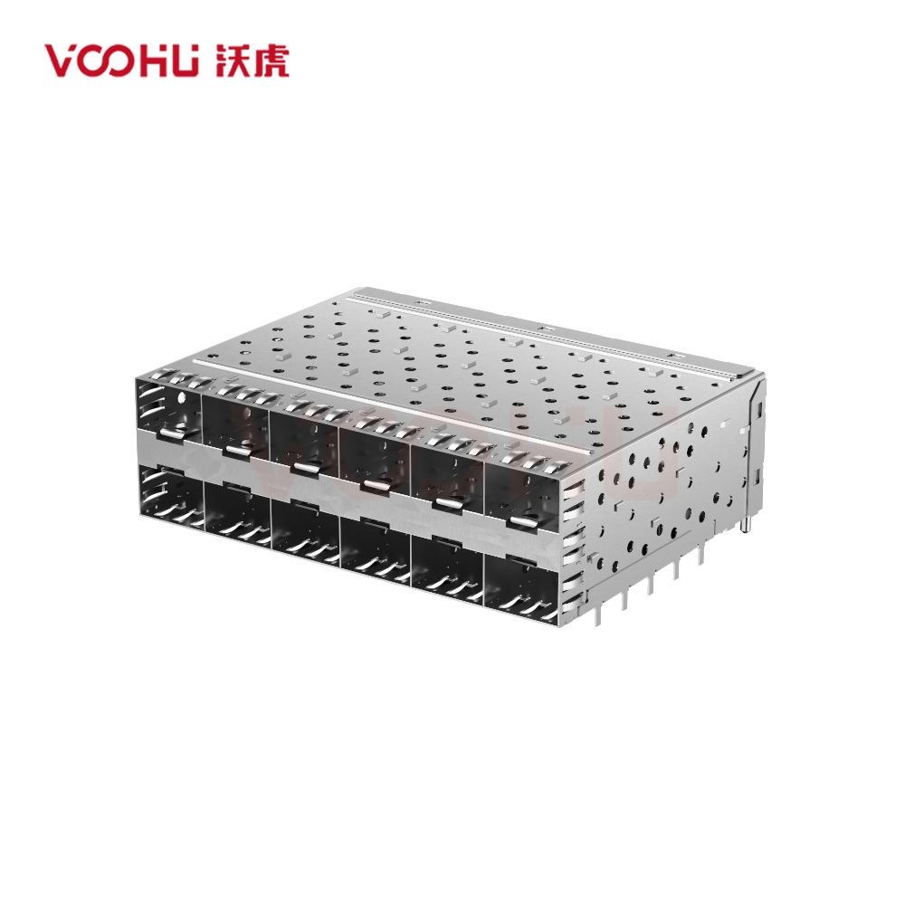 WHSFP05926F015 SFP 2×6 5G Cage+Connector SFP镀金厚度30U 镀镍30U 光纤笼子