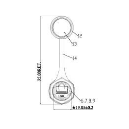 WHPMWRJ3088   CAT6 全牙公转母 防水转接线 L=1000mm
