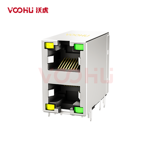SYT59212188AB1A1DY1F022长体  90&deg; 侧面插入 2*1 开口朝上/下 LED Y/G 带屏蔽  5921 DIP RJ45