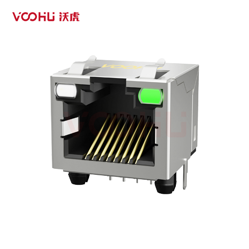 SYT561188DF3A1DB4DB 90&deg; 侧面插入 1*1 开口朝上 通 56带灯带翅带屏蔽 DIP RJ45