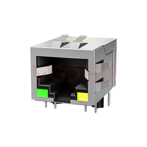 SYT111B603EA2A1DFL 1*1 100BASE RJ45 LED（左绿右黄）带屏蔽带弹片