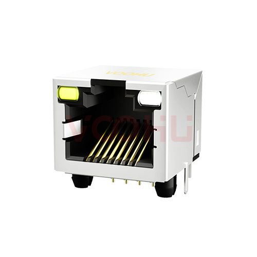 SYT561188AE1A3DY1027 LED(左黄 右绿-黄) 1*1 开口朝上 RJ45直通 56带屏蔽带灯