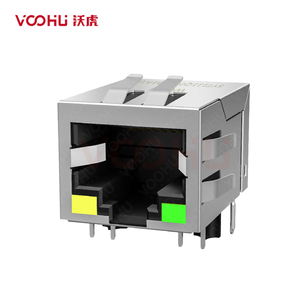 SYT59A31882201221101  90&deg; 侧面插入 1*1 开口朝下 5921S  8P8C  B3.05 LED 左黄右绿 DIP RJ45