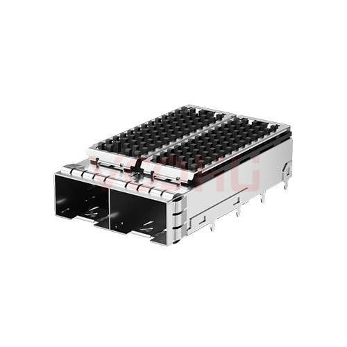 WHSFP10612W042 1*2 压接 SFP+ 光纤笼子 带散热片