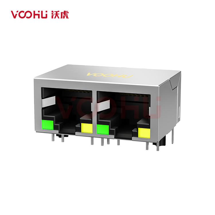 SYT112T010AB2A10DB 1*2 10G RJ45连接器 LED（左绿右黄）DIP