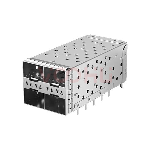 WHSFP15422D008  SFP+ 2&times;2 10G Press-Fit  Cage+Connector SFP镀金厚度15U 光纤笼子