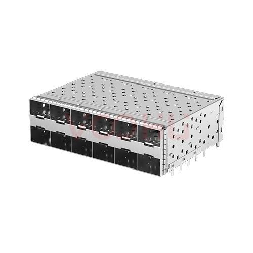 WHSFP15926F008 SFP+ 2&times;6 10G Press-Fit Cage+Connector SFP镀金厚度30U 镀镍 30U 光纤笼子