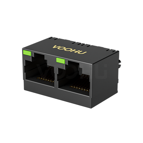 WH52F12881011D01 1*2 180&deg; LED 左绿灯 RJ45连接器