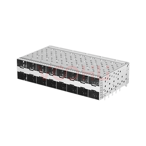 WHSFP16128F007 SFP+ 2&times;8 10G Press-Fit Cage+Connector SFP镀金厚度30U 镀镍30U 光纤笼子