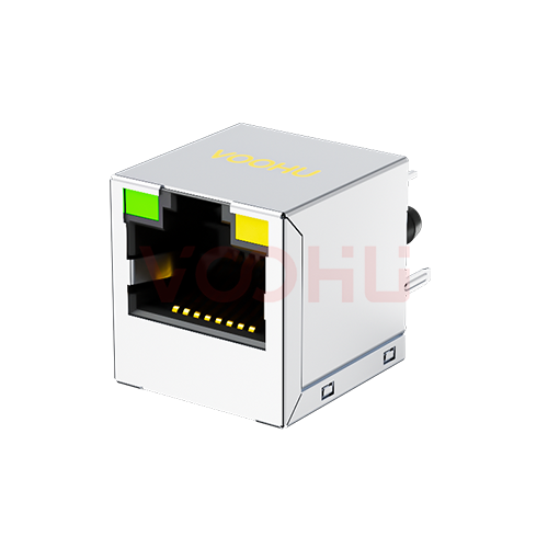 SYT511Q340AB2A8D2 180&deg;立式 1*1开口向上 2.5G LED G/Y DIP RJ45