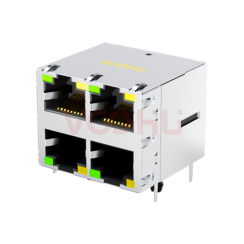 WHB59S8602223C12 2*2 2.5/5G BASE-T LED (左绿右黄) RJ45连接器