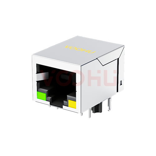 SYT1A11B002BA2A1D 90&deg; 侧面插入 1*1 开口朝下 10/100M G/Y DIP RJ45