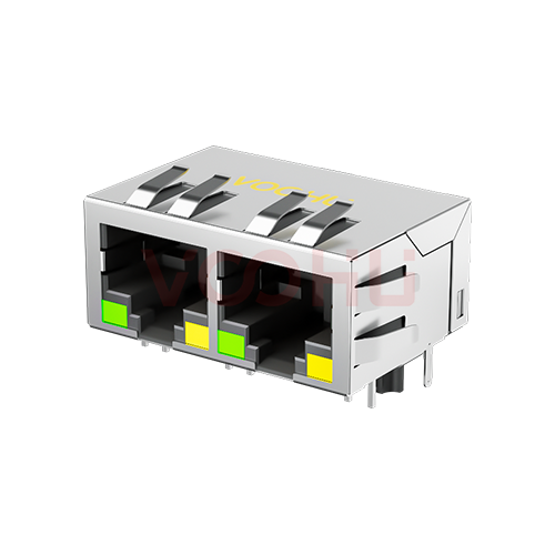 SYT112B002DB2A1D3 90&deg; 侧面插入 1*2  开口朝下 10/100M LED G/Y DIP  RJ45