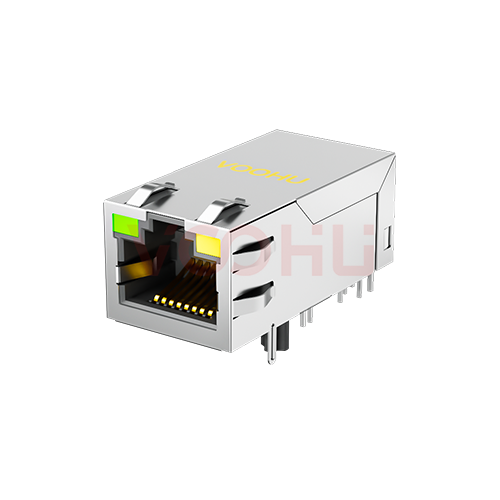 SYT411B285DB2A1DP 1*1 100M LED (左绿右黄) 带弹片 RJ45连接器