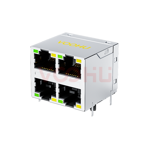 SYT22Q145AB2A2D057 90&deg; 侧面插入  2*2 开口朝上/下 100/1000M LED G/Y DIP  RJ45