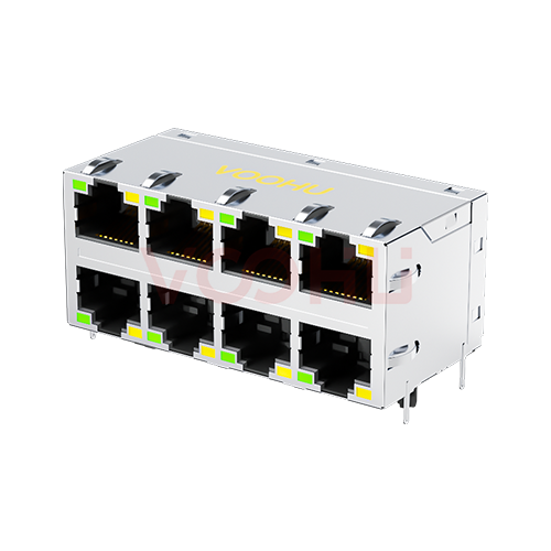 SYT24B083DC2A2D057 90&deg; 侧面插入 2*4  开口朝上/下 G/Y 10/100BASE DIP RJ45