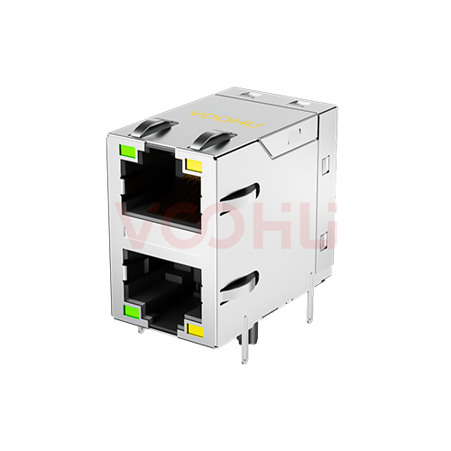 SYT21B083DC2A2DQ057 90&deg; 侧面插入 2*1 开口朝上/下 10/100M LED G/Y DIP  RJ45