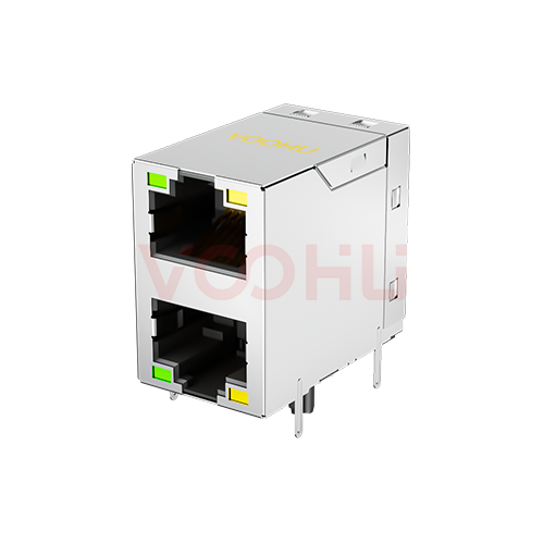 SYT21B083AC2A2DQ057 90&deg; 侧面插入 2*1 开口朝上/下 10/100M LED G/Y DIP  RJ45