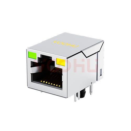 SYT211Q066CD2A4D 90&deg; 侧面插入  1*1 开口朝上 100/1000M LED G/Y  DIP RJ45
