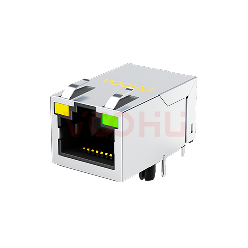 SYT311Q010DB1A4DHDB  90&deg; 侧面插入 1*1 开口朝上 100/1000BASE Y/G 顶部带弹 RJ45