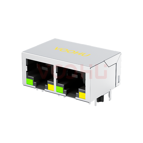 SYT112Q066AB2A1D 90&deg; 侧面插入 1*2 开口朝下 100/1000M LED G/Y DIP RJ45
