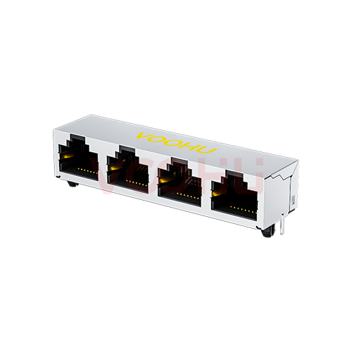 SYT561488GWA3DY1027 90&deg; 侧面插入 1*4 开口朝上  带屏蔽 RJ45直通