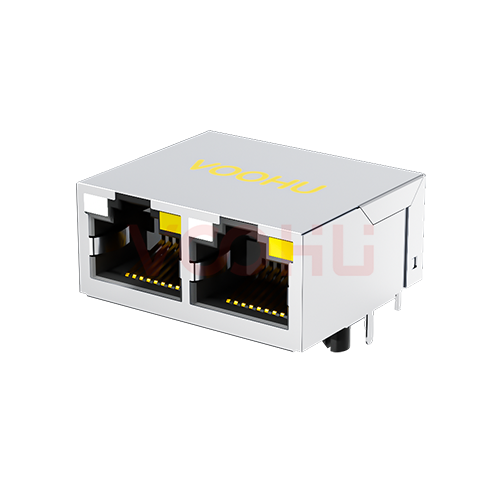SYT312Q106AF5A4DN 90&deg; 侧面插入 1*2 开口朝上 GO/Y 100/1000M DIP RJ45