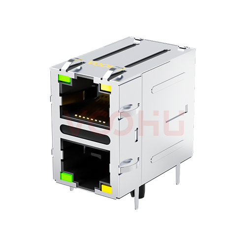 SYT21Q042DB2A4D068 90&deg; 侧面插入 2*1 开口朝上/下 100/1000M LED G/Y DIP RJ45