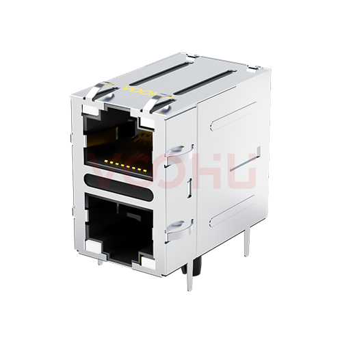 SYT21Q042DG1A4D068 2X1 千兆集成RJ45 上下两口 双色灯带弹片