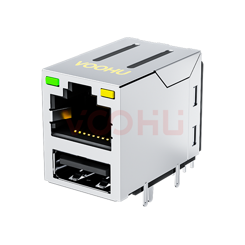 SYT611U3Q008AB2WD 1*1 1000M LED (左绿右黄) RJ45+USB