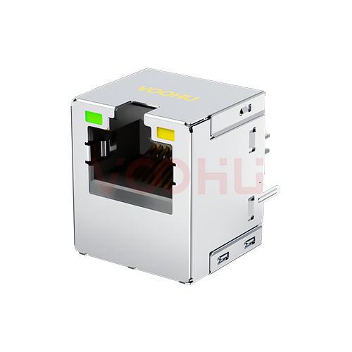SYT511Q650AB2A27DP408 180&deg;立式 1*1 开口向上 1000BASE POE+ LED G/Y DIP RJ45
