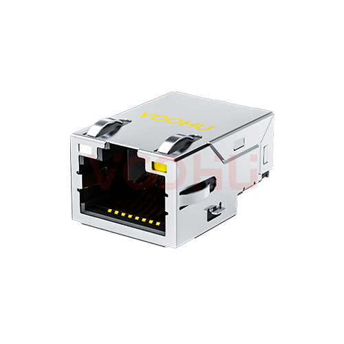 SYT211Q639DF5A7CBS1057 90&deg; 侧面插入 1*1 开口朝上 10G 有LED GO/Y SMT 沉板RJ45连接器