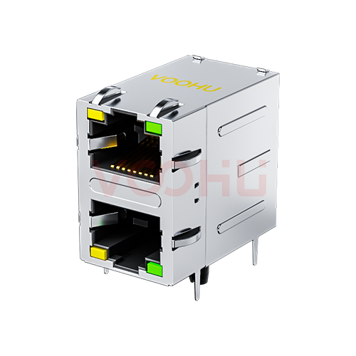 WH59G8821123C12 2*1 1000M 开口上下 LED （左黄右绿）带弹 RJ45连接器
