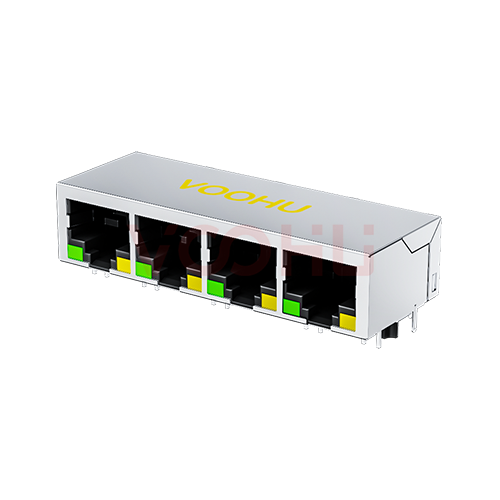 SYT114B002AA2A1D3 90&deg; 侧面插入  1*4 开口朝下 10/100M LED G/Y DIP  RJ45